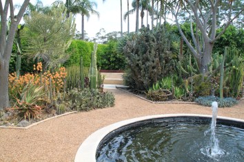 Central fountain in dry garden