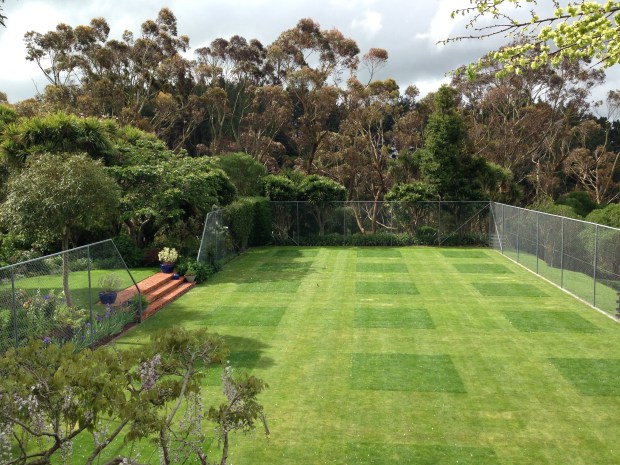 Tennis court and eucalptus at Puketarata