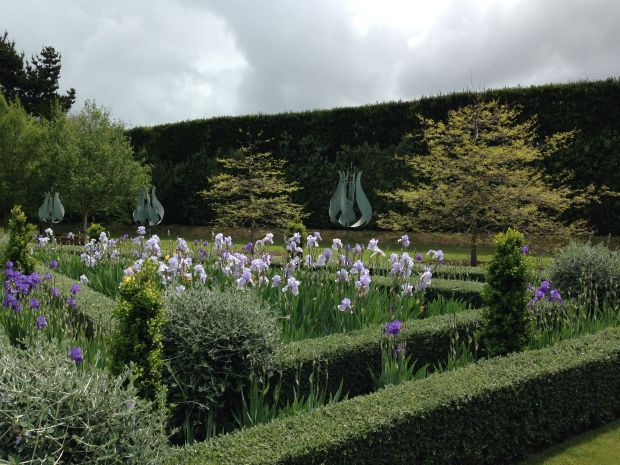 Tulip Sculptures and Irises at Gravetye Garden