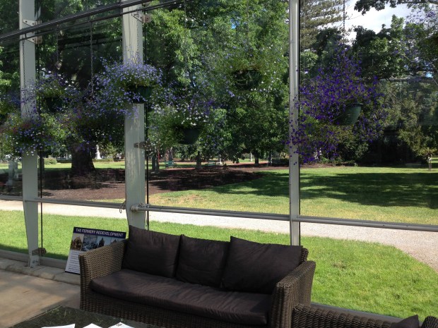 Indoor hanging baskets at Ballarat Botanic Gardens. Janna Schreier