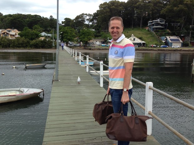 Bag carrying husband at Hardy's Bay. Janna Schreier