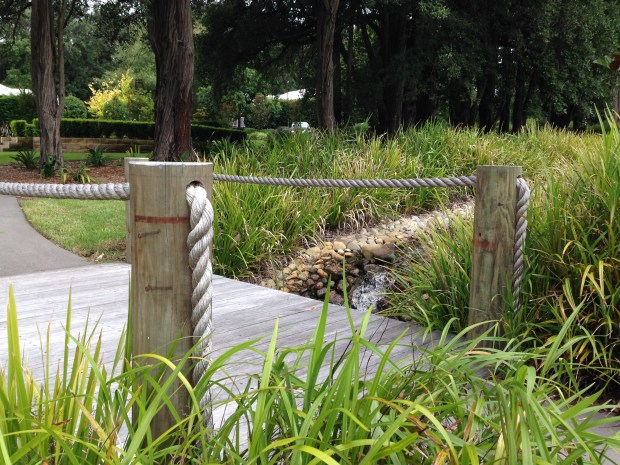 Timber and rope bridge at Bells. Janna Schreier