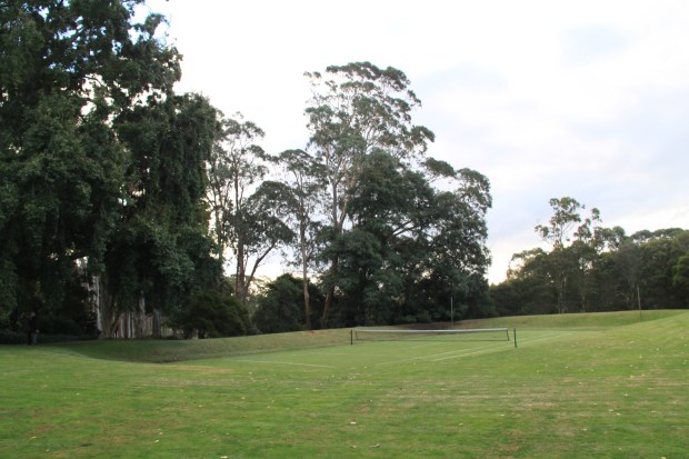 Sunken tennis court at Cruden Farm. Janna Schreier