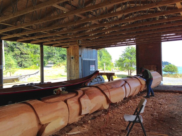 Totem pole carving at the Haida Gwaii Museum. Janna Schreier