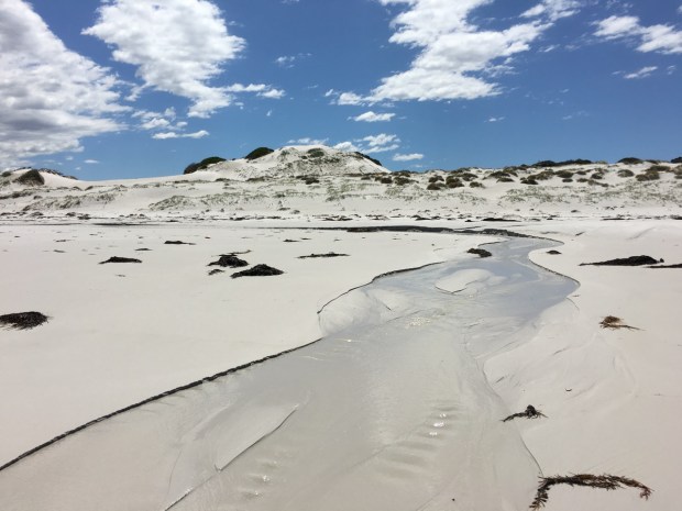 Almost a scene from the Alps, with snow covered hills and icy streams; except that the hot water, heated by the sun made me want to paddle all day!