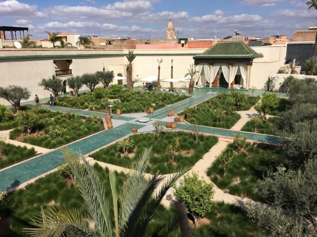 A bird's eye view of the Islamic garden from one of the terraces