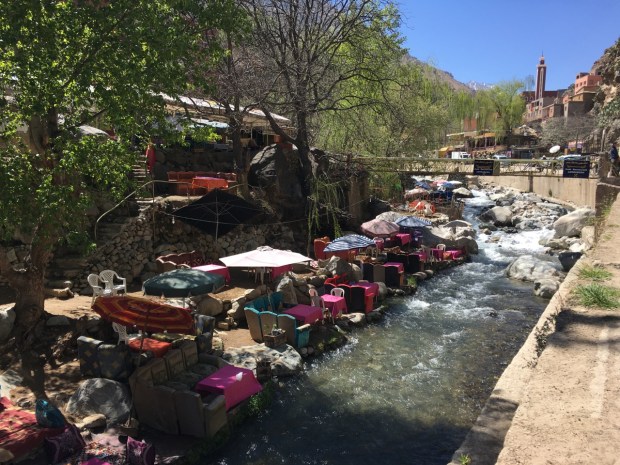 These colourful restaurants by the river at the foot of the Atlas Mountains were quite extraordinary!