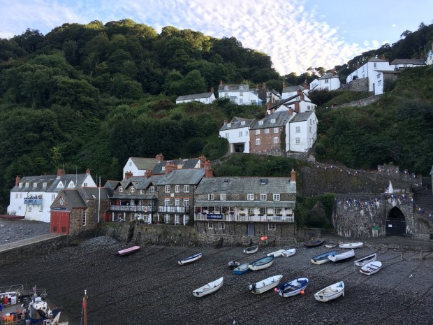 Looking back at the village from Clovelly harbour wall