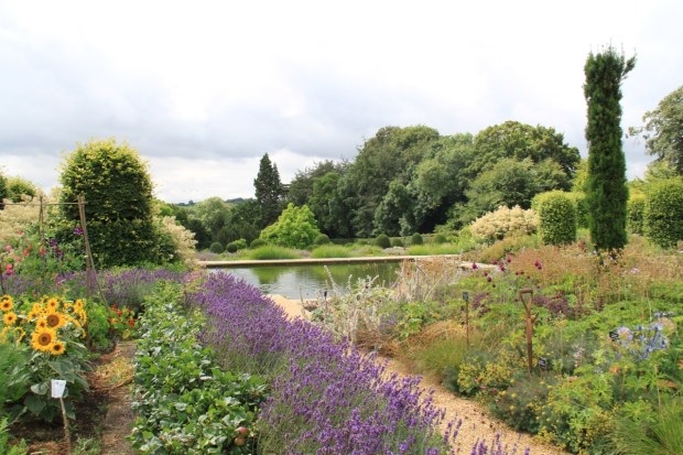 Looking down onto the watery expanse of the Middle Terrace at Broughton Grange