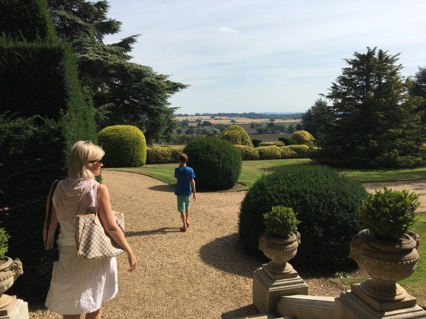 My sister and nephew enjoying the views of the Vale of Aylesbury from Ascott House