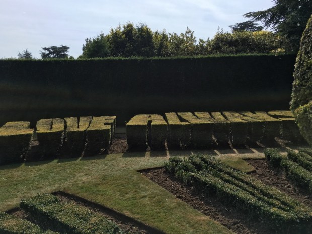 The Topiary Sundial is quite something. Golden yew forms the words ‘Light and shade by turn, but love always’ around the outside of the Buxus clock face