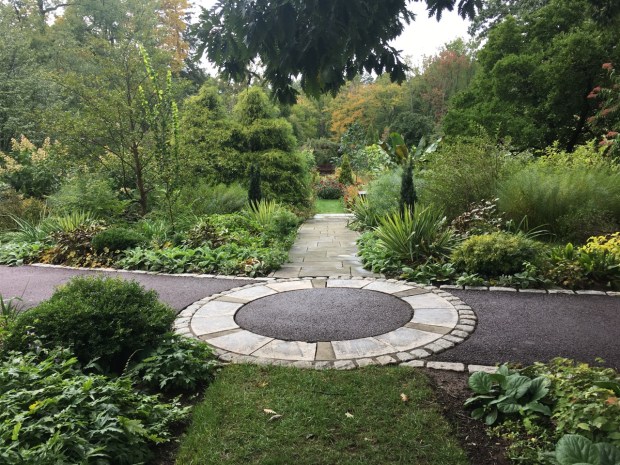 I love the detail of this circular paving, looking down to the Tennis Court Garden at Chanticleer