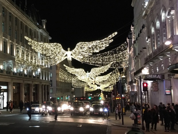Christmas lights by Piccadilly Circus