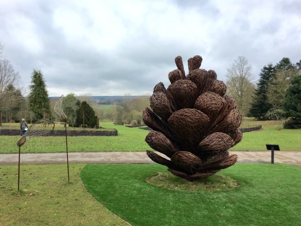 Hillier Pinetum Sculpture Trail: giant cones made from willow